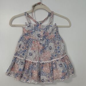 Floral Tiered Halter Baby Dress in Soft Pink & Blue